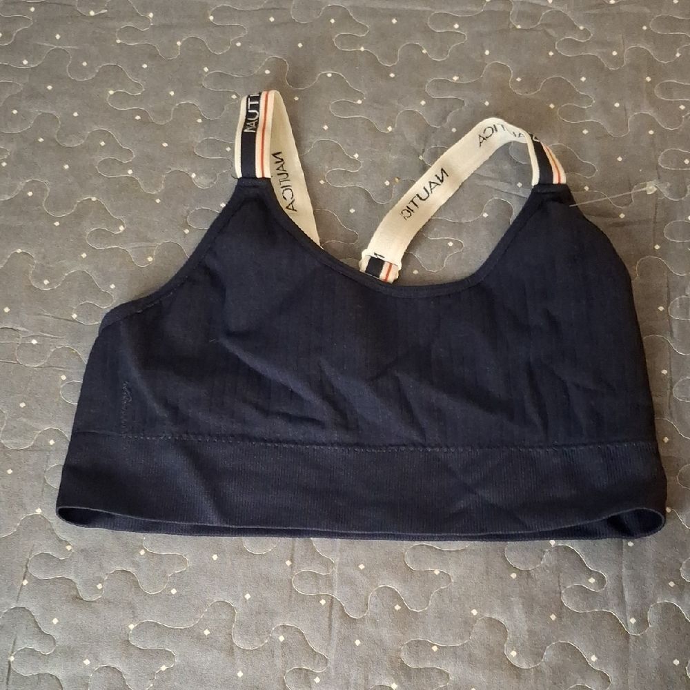 Nautica Navy Blue Sports Bra with Logo Straps